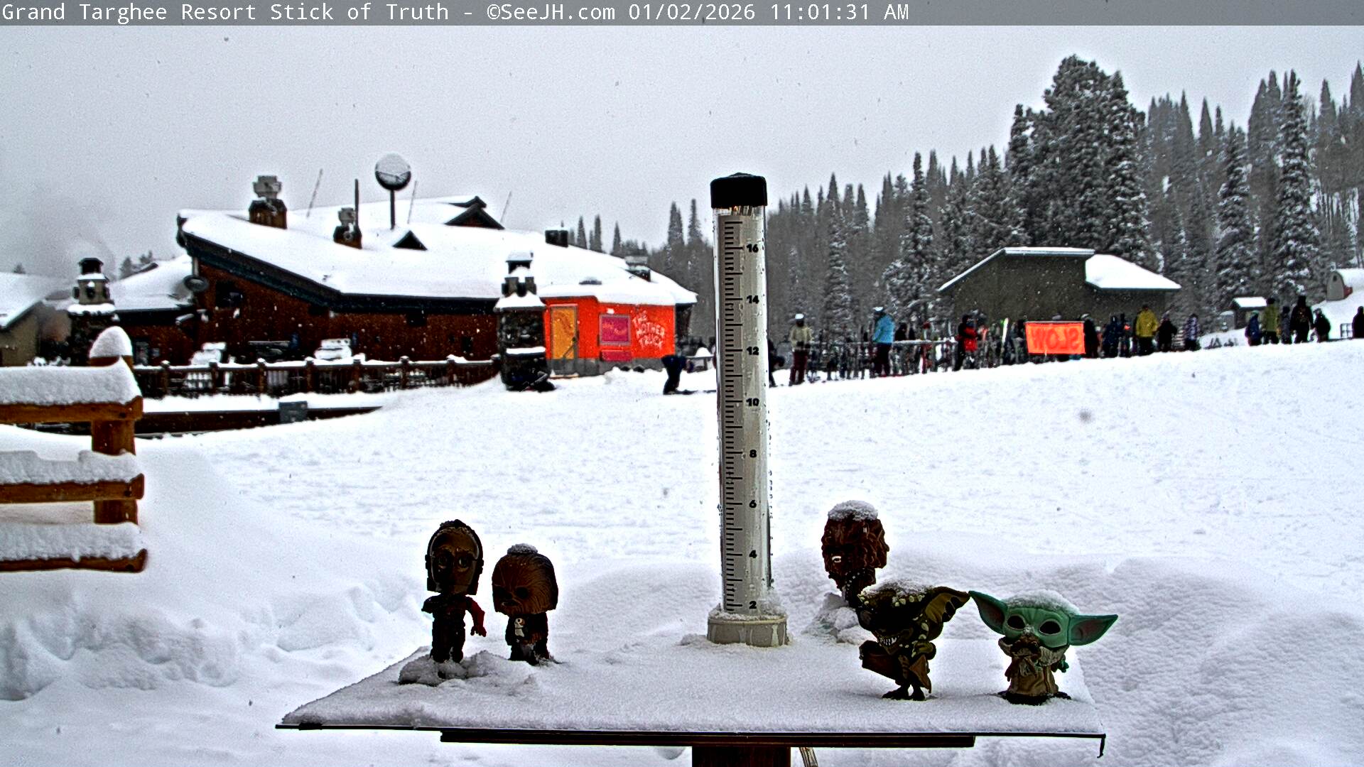 Grand Targhee snow stake, measured 4.0 inches