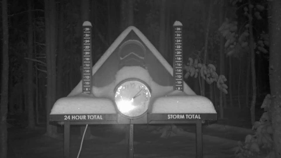 Big Sky snow stake during the storm
