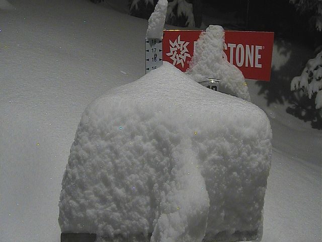 Keystone snow stake during the storm
