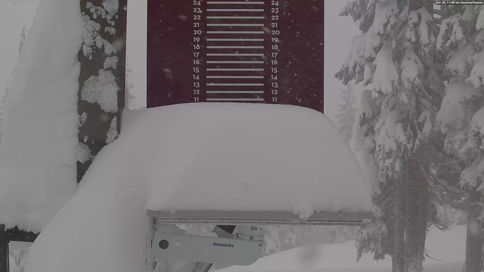 Northstar snow stake during the storm