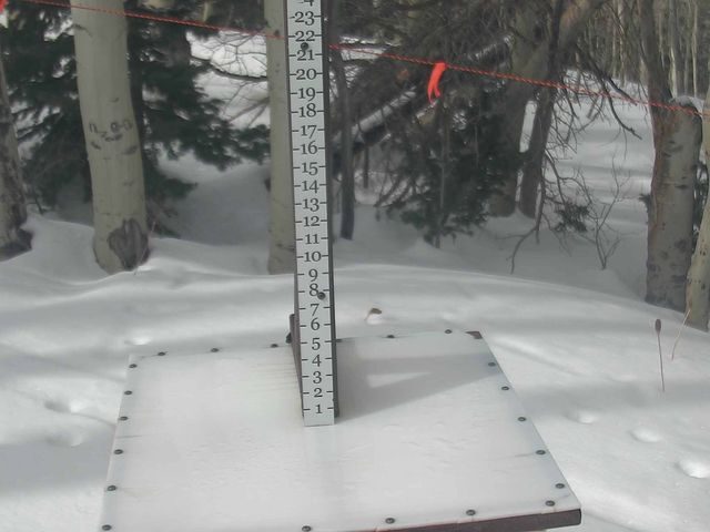 Park City snow stake during the storm