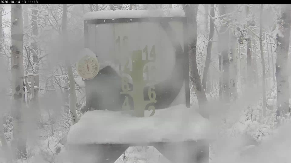 Powderhorn snow stake during the storm