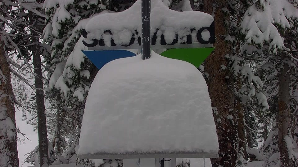 Snowbird snow stake during the storm